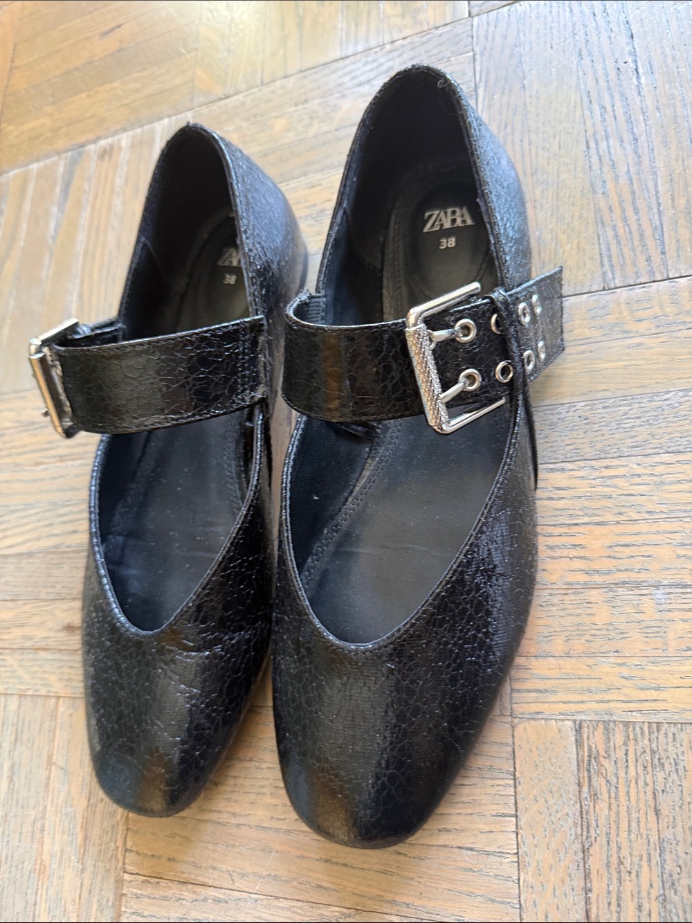 Zara Black buckle Patent Leather Mary Janes